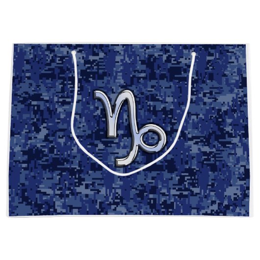 Capricorn Zodiac Symbol Blue Digital Camouflage Groot Cadeauzakje (Voorkant)