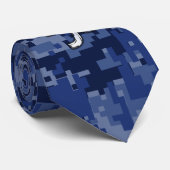 Capricorn Zodiac Symbol Blue Digital Camouflage Stropdas (Opgerold)