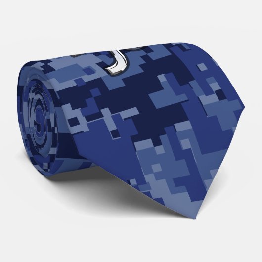 Capricorn Zodiac Symbol Blue Digital Camouflage Stropdas (Opgerold)