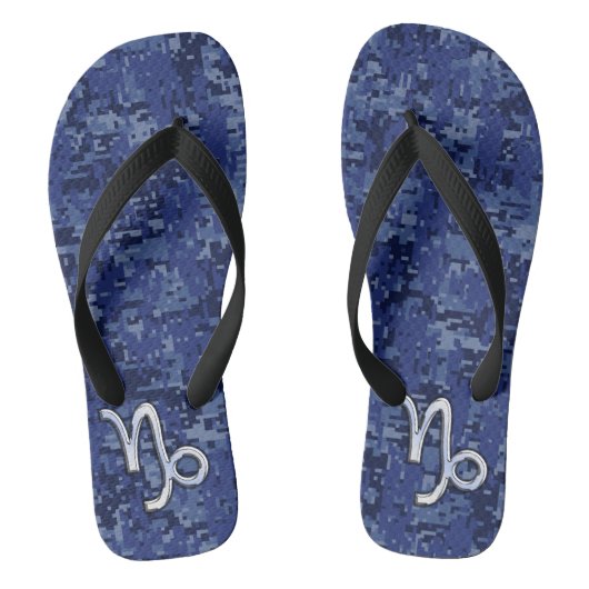Capricorn Zodiac Symbol Blue Digital Camouflage Teenslippers (Voetbed)