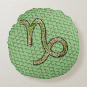 Capricorn Zodiac Symbol Element van K Yoncich Rond Kussen