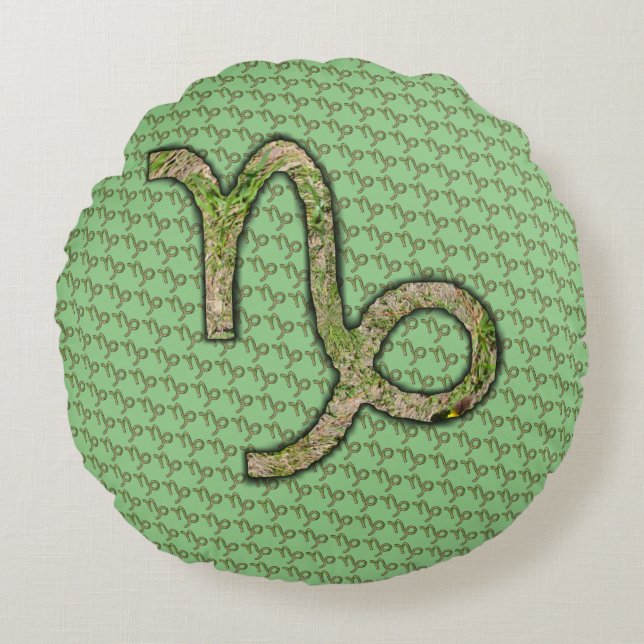 Capricorn Zodiac Symbol Element van K Yoncich Rond Kussen (Voorkant)
