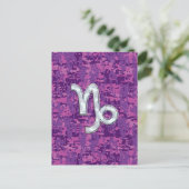 Capricorn Zodiac Symbol Fuchsia Digital Camouflage Briefkaart (Staand voorkant)