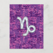 Capricorn Zodiac Symbol Fuchsia Digital Camouflage Briefkaart (Voorkant)