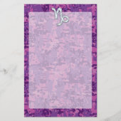 Capricorn Zodiac Symbol Fuchsia Digital Camouflage Briefpapier (Voorkant)