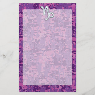 Capricorn Zodiac Symbol Fuchsia Digital Camouflage Briefpapier
