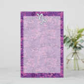 Capricorn Zodiac Symbol Fuchsia Digital Camouflage Briefpapier (Staand voorkant)