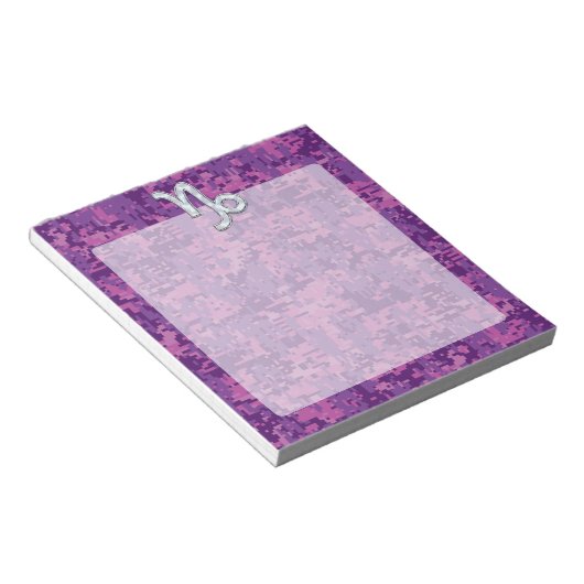 Capricorn Zodiac Symbol Fuchsia Digital Camouflage Notitieblok (Schuin)