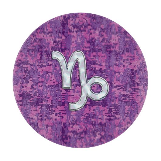 Capricorn Zodiac Symbol Fuchsia Digital Camouflage Snijplank (Voorkant)