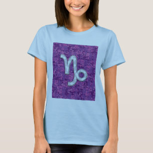 Capricorn Zodiac Symbol Fuchsia Digital Camouflage T-shirt