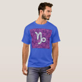 Capricorn Zodiac Symbol Fuchsia Digital Camouflage T-shirt (Voorkant volledig)