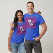 Capricorn Zodiac Symbol Fuchsia Digital Camouflage T-shirt (Unisex)