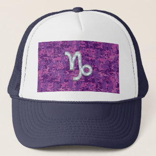 Capricorn Zodiac Symbol Fuchsia Digital Camouflage Trucker Pet