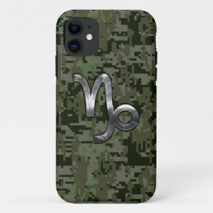 Capricorn Zodiac Symbol Green Digital Camouflage iPhone 11 Hoesje