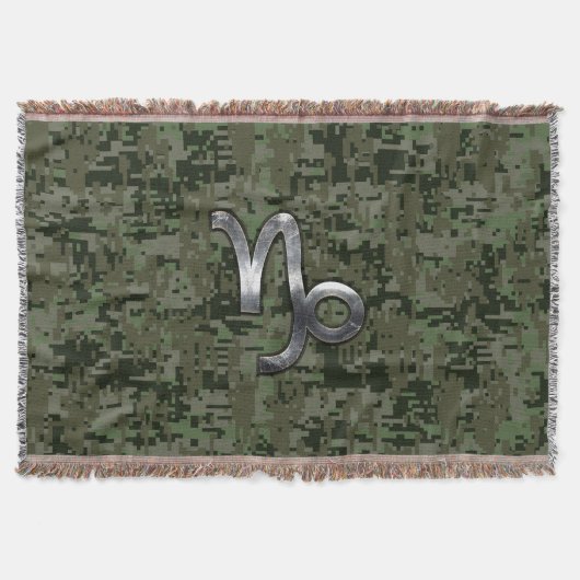 Capricorn Zodiac Symbol Green Digital Camouflage Deken (Voorkant)