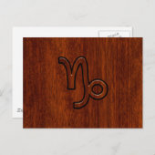 Capricorn Zodiac Symbol in Mahogany Brown Briefkaart (Voorkant / Achterkant)