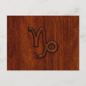 Capricorn Zodiac Symbol in Mahogany Brown Briefkaart (Voorkant)