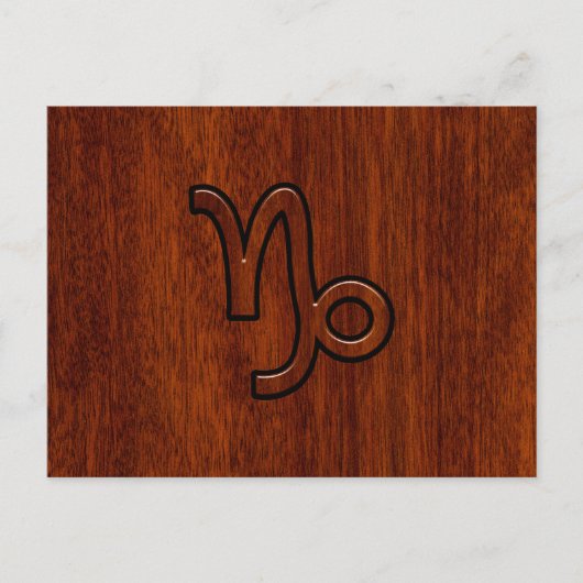 Capricorn Zodiac Symbol in Mahogany Brown Briefkaart (Voorkant)