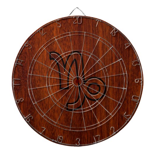 Capricorn Zodiac Symbol in Mahogany Brown Dartbord (Voorkant)