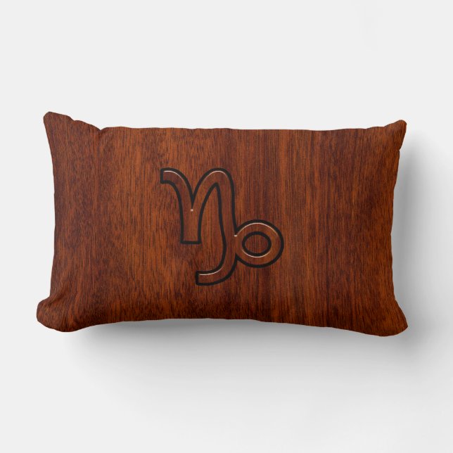 Capricorn Zodiac Symbol in Mahogany Brown Kussen (Voorkant)