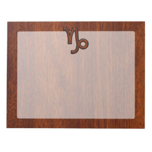 Capricorn Zodiac Symbol in Mahogany Brown Notitieblok