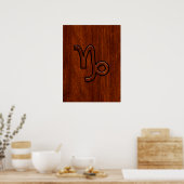 Capricorn Zodiac Symbol in Mahogany Brown Poster (Keuken)