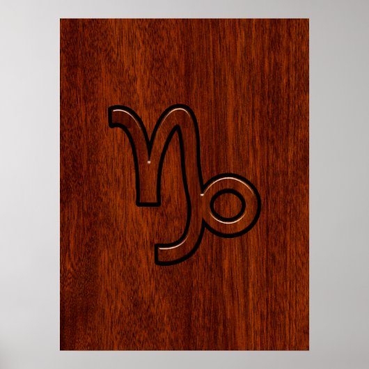 Capricorn Zodiac Symbol in Mahogany Brown Poster (Voorkant)