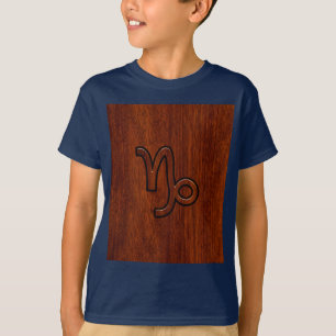 Capricorn Zodiac Symbol in Mahogany Brown T-shirt
