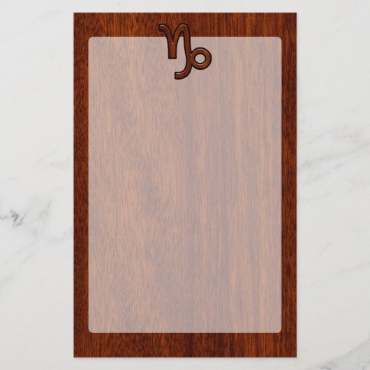 Capricorn Zodiac Symbol in Mahogany Wood Style Briefpapier (Voorkant)
