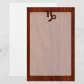 Capricorn Zodiac Symbol in Mahogany Wood Style Briefpapier (Voorkant / Achterkant)