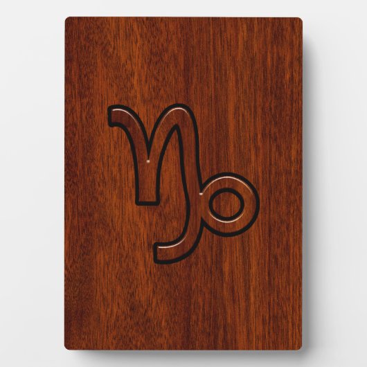 Capricorn Zodiac Symbol in Mahogany Wood Style Fotoplaat (voorkant)