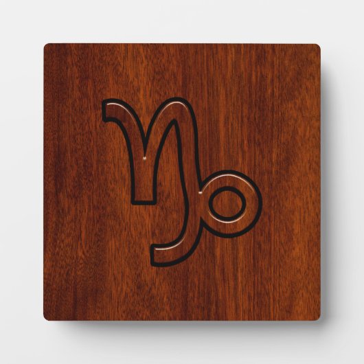 Capricorn Zodiac Symbol in Mahogany Wood Style Fotoplaat (Voorkant)