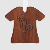 Capricorn Zodiac Symbol in Mahogany Wood Style Ornament (voorkant)