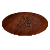 Capricorn Zodiac Symbol in Mahogany Wood Style Snijplank (Hoek)