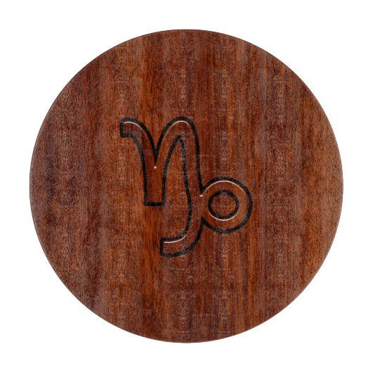 Capricorn Zodiac Symbol in Mahogany Wood Style Snijplank (Voorkant)