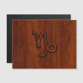 Capricorn Zodiac Symbol in Wood Grain Style (Voorkant / Achterkant)