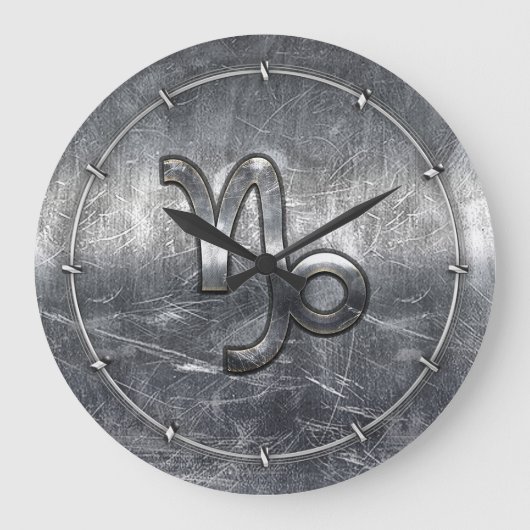 Capricorn Zodiac Symbol Industrial Style Grote Klok (Voorkant)