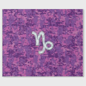 Capricorn Zodiac Symbol on Fuchsia Digital Camo Cadeaupapier (Vlak)