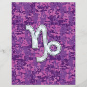 Capricorn Zodiac Symbol on Fuchsia Digital Camo Flyer (Voorkant)