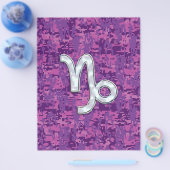 Capricorn Zodiac Symbol on Fuchsia Digital Camo Flyer (Enkel)