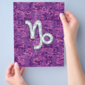 Capricorn Zodiac Symbol on Fuchsia Digital Camo Flyer (Hand)