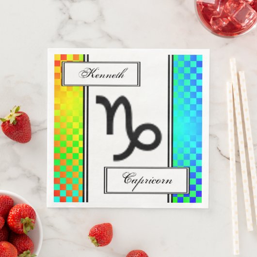 Capricorn Zodiac Symbol Standard van K Yoncich Servetten (Insitu)