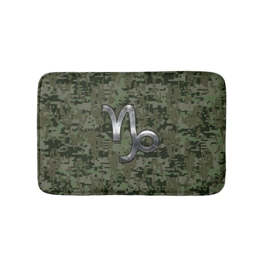 Capricorn Zodiac Symbol Woodland Camouflage Badmat (Voorkant)
