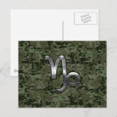 Capricorn Zodiac Symbol Woodland Camouflage Briefkaart (Voorkant / Achterkant)