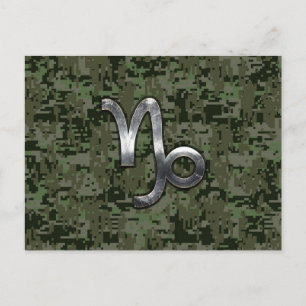 Capricorn Zodiac Symbol Woodland Camouflage Briefkaart