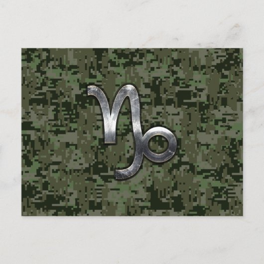 Capricorn Zodiac Symbol Woodland Camouflage Briefkaart (Voorkant)