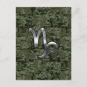 Capricorn Zodiac Symbol Woodland Camouflage Briefkaart