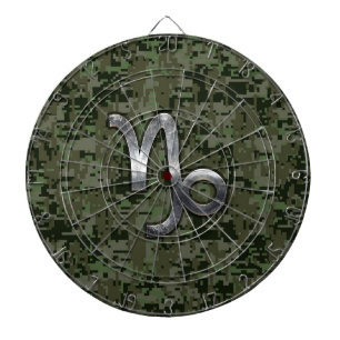 Capricorn Zodiac Symbol Woodland Camouflage Dartbord