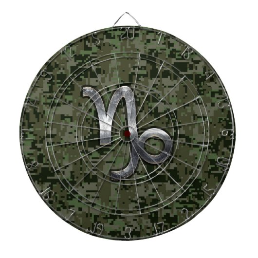 Capricorn Zodiac Symbol Woodland Camouflage Dartbord (Voorkant)