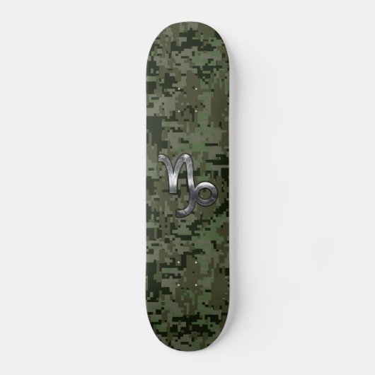 Capricorn Zodiac Symbol Woodland Camouflage Skateboard (Voorkant)